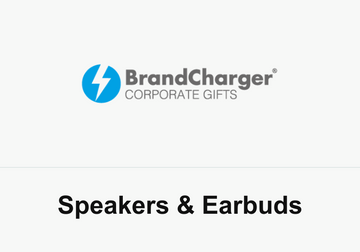 BrandCharger logo with a blue lightning symbol above the Speakers & Earbuds label