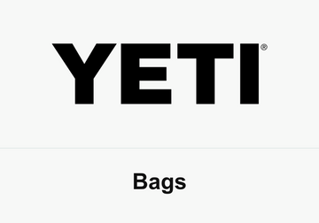 Black YETI wordmark above the word Bags on white
