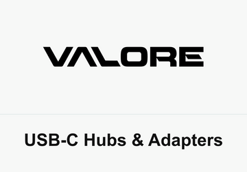 Black VALORE wordmark above the caption USB-C Hubs & Adapters on white