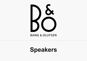 Bang & Olufsen logo above the word Speakers
