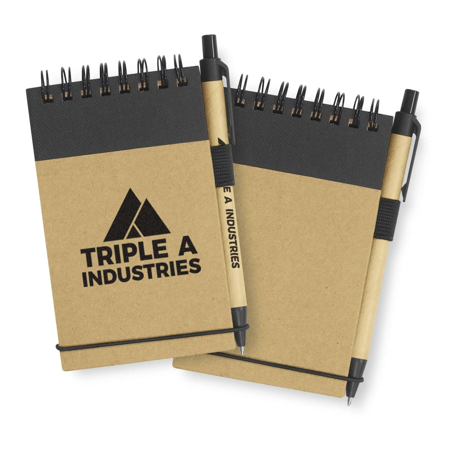 Spiro Note Pad with elastic closure, pen loop, and lined paper, ideal for corporate gift.