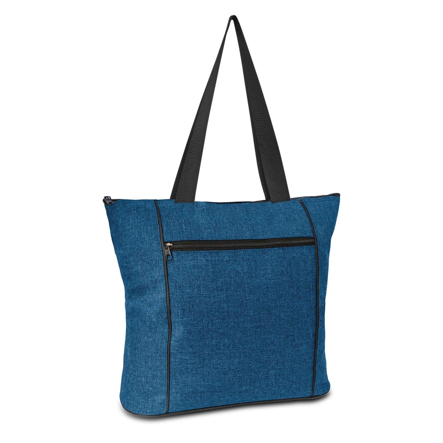 Avenue Elite Tote Bag in blue with zippered front pocket, perfect corporate gift for stylish functionality.