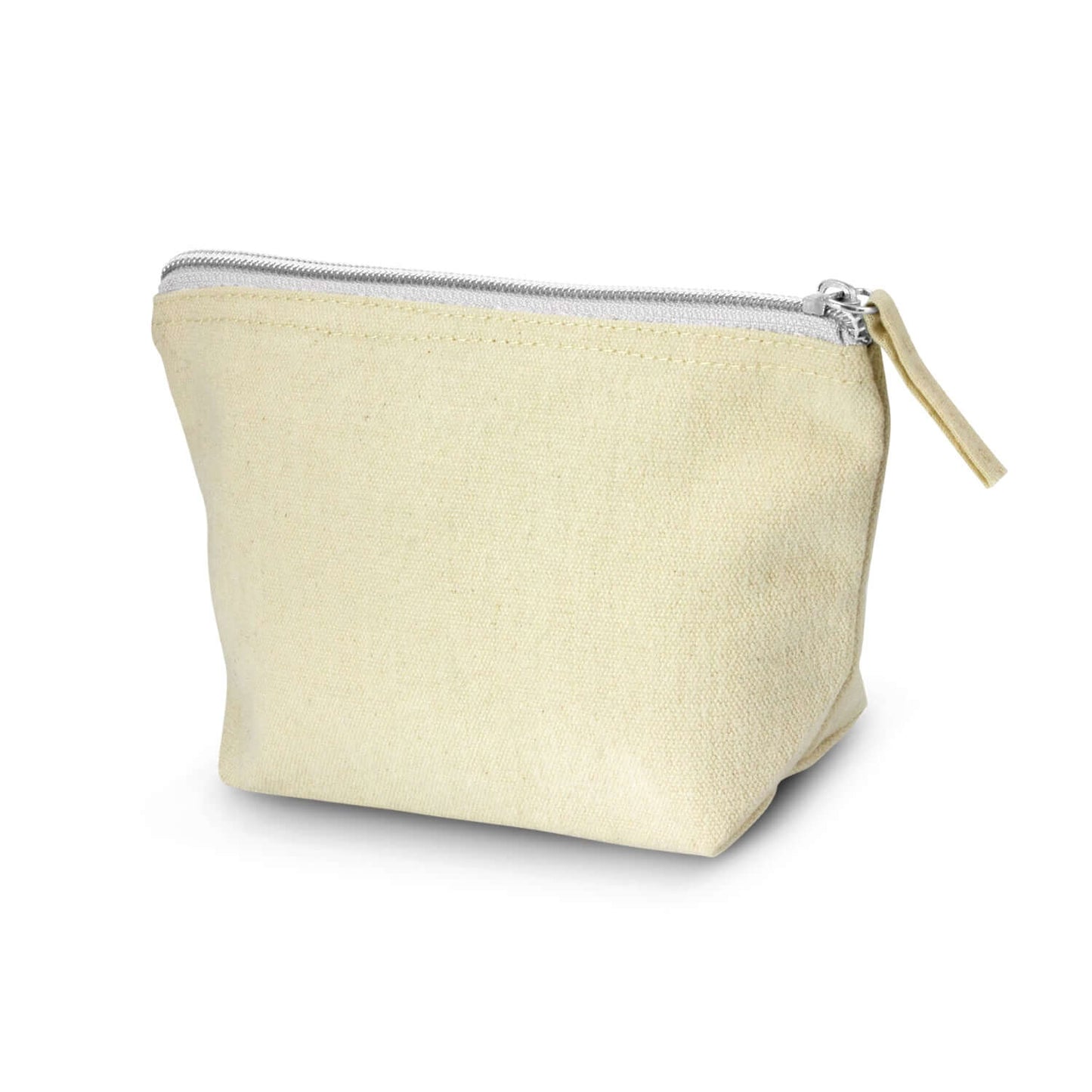 Eve Cosmetic Bag - Small in natural cotton canvas with zippered closure, perfect for beauty essentials and corporate gift.