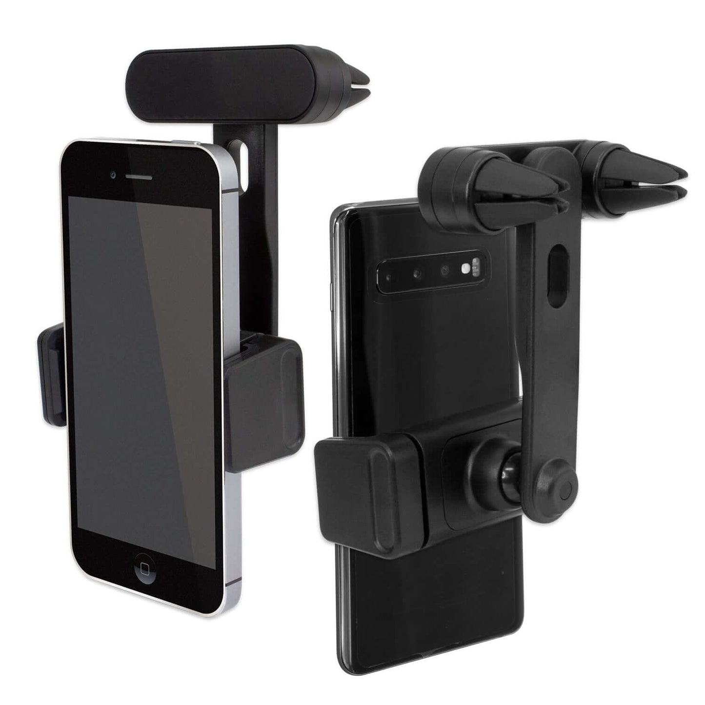 Zamora Car Phone Holder securely holds smartphones with adjustable arms, ideal for drivers needing easy navigation access.