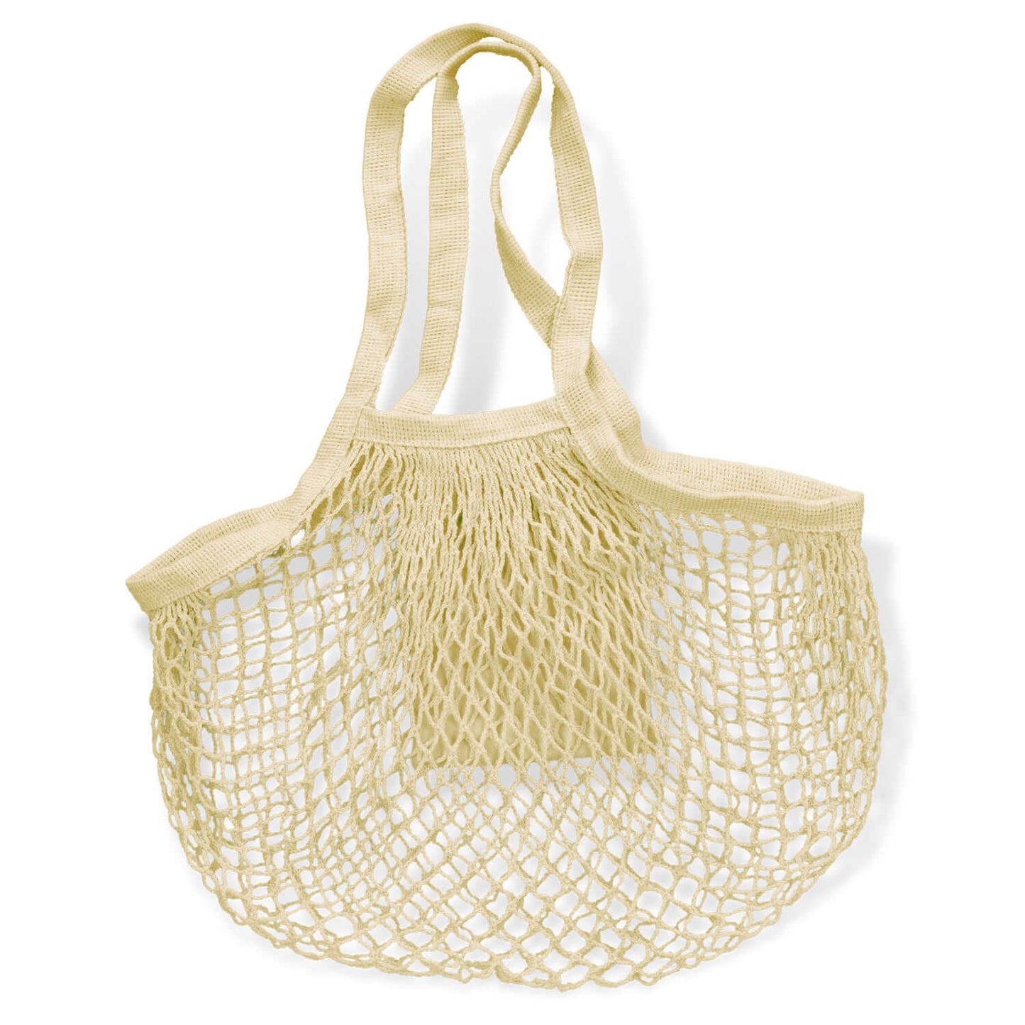 Cotton Mesh Foldaway Tote Bag, eco-friendly shopping bag with compact design and small slip pocket.