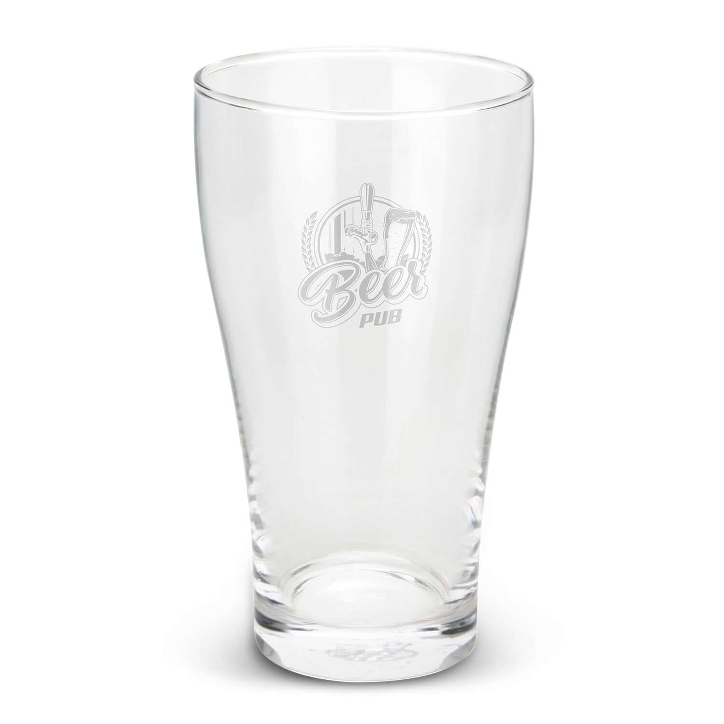 Schooner Beer Glass featuring a classy engraving, ideal for corporate gift or personal use.