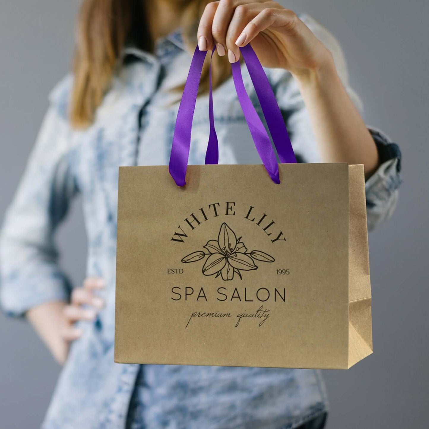 Medium Ribbon Handle Paper Bag Corporate Gift Singapore