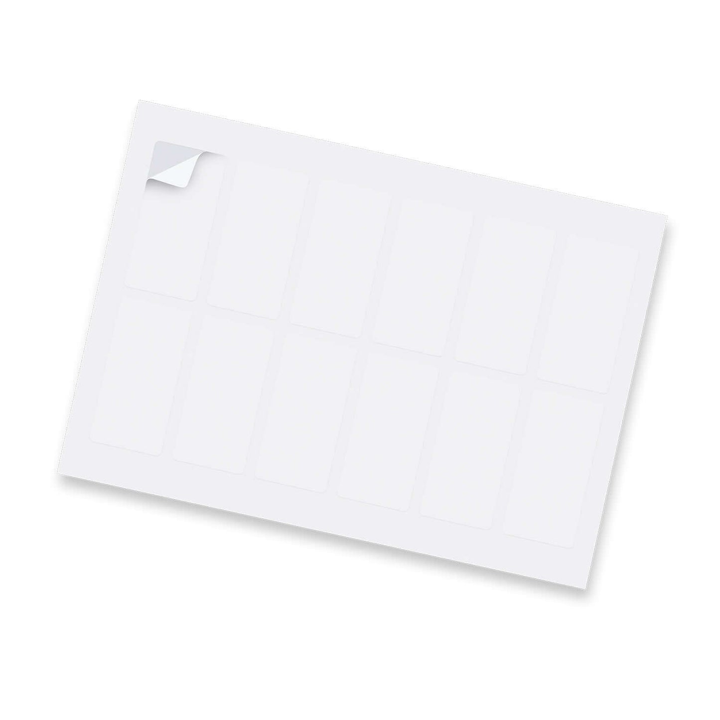 Sticker Sheet 40 x 80mm Rectangle - Matte with 12 blank labels for customization