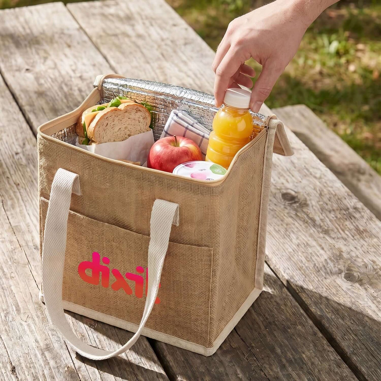 Sabian Lunch Cooler Bag filled with lunch items and drinks, perfect for everyday use and corporate gifts.