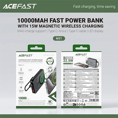 Acefast M31 10000mAh Magnetic Power Bank 15W Wireless Fast Charging CCC Certified