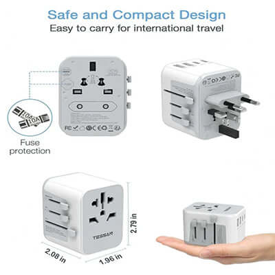 TESSAN Travel Adapter 28W with 3 USB C & 2 USB Ports Corporate Gifts Singapore