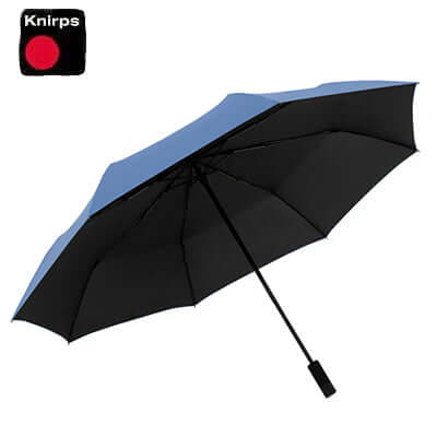 Knirps U.090 Ultralight XXL Manual Compact Umbrella (UV Protection) open showcasing blue and black canopy.