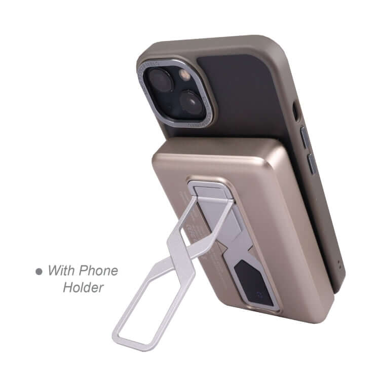 Multifunctional Fast Charging Powerbank 10000MAH with attached phone holder for convenience and portability.