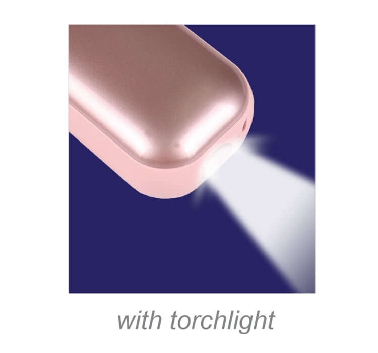 5000MAH Powerbank with CCC featuring a torchlight, compact design in pink color, ideal for portable charging.