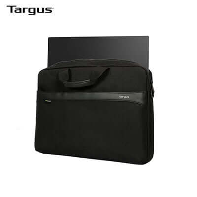 Targus 15-16" GeoLite EcoSmart® Slim Brief Laptop Bag with modern design and front zip compartment.