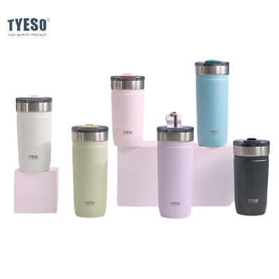 TYESO Vacuum Insulated Tumblers with Straw in various colors, perfect for corporate gifts and daily use