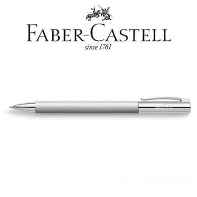 Faber Castell Ambition Stainless Steel Twist Ballpoint Pen on a white background, ideal for corporate gift.