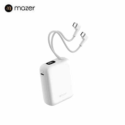Mazer PowerCharge Nano Duo 10,000mAh PD35W Power Bank with Built-in Dual USB-C Cables (CCC Certified)
