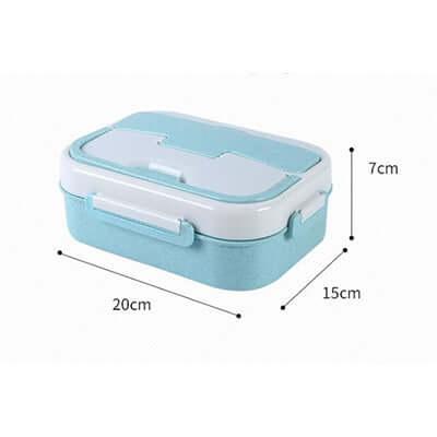 Eco-Friendly Wheat Fiber Lunch Box, - No divider with dimensions 20cm x 15cm x 7cm, perfect for eco-conscious meals.