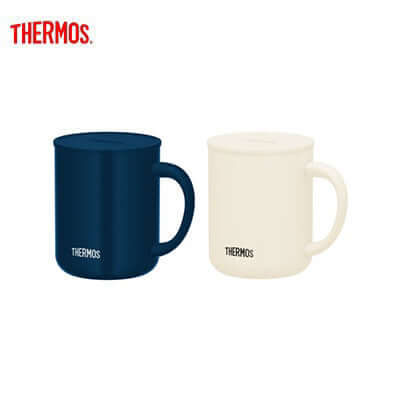 Thermos JDG-451C Mug with Handle and Lid in navy and cream, perfect for corporate gifts.