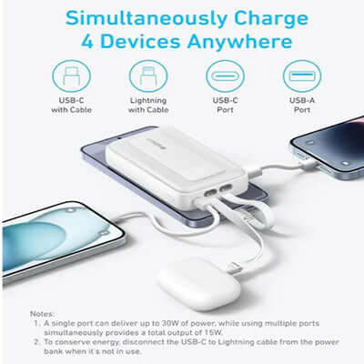 Anker Zolo Power Bank 10000mAh 30W with Built-in USB-C and Lightning Cables Corporate Gifts Singapore