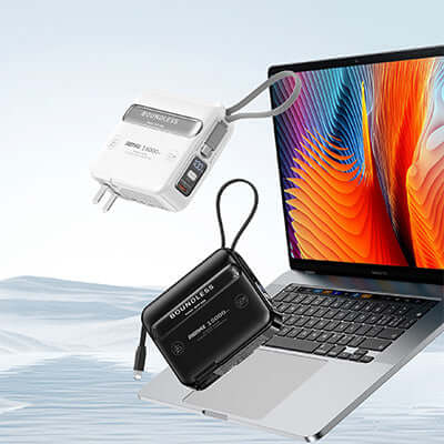 Remax RPP-588 Powerbank with Wall Plug 15000mAh charging laptop with fast charging capabilities.