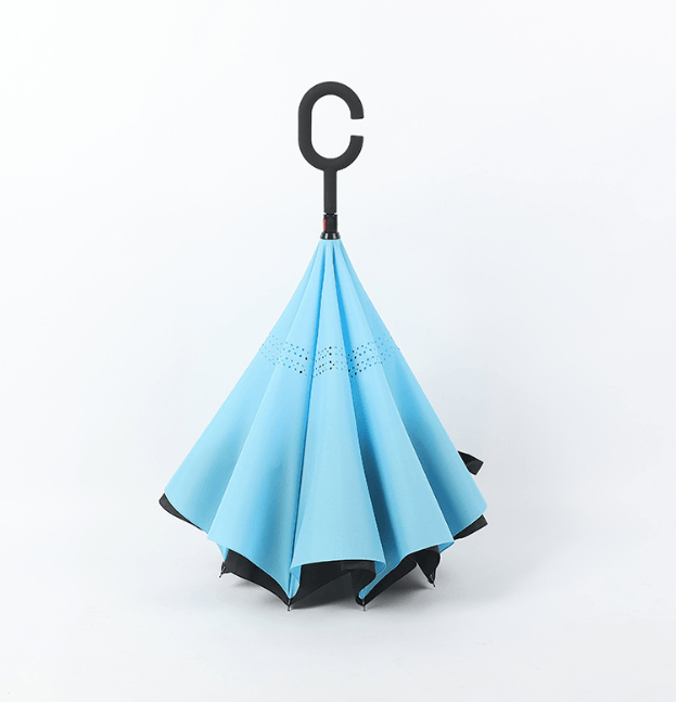 24'' Double Layer Inverted Umbrella in blue, perfect corporate gift for style and functionality.