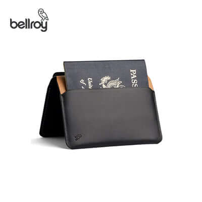 Bellroy Passport Cover (RFID Protected) showcasing sleek design with a passport and corporate gift potential.