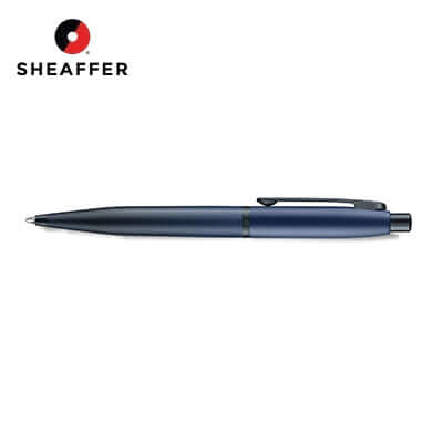 Sheaffer Matte Blue Ballpoint Pen with Matte Black Trims on a white background.