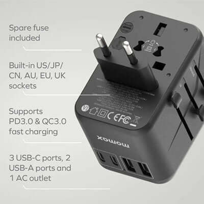 Momax 1-World Universal 5-Port Travel GaN Charger 70W Corporate Gifts Singapore