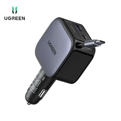 UGREEN Nexode Car Charger 60W with Retractable USB-C Cable Corporate Gift Singapore