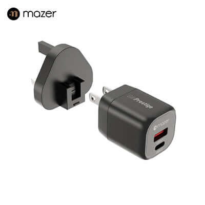 Mazer GaNPrestige 20W GaN Wall Charger US + UK Pin (2 Ports) Corporate Gifts Singapore