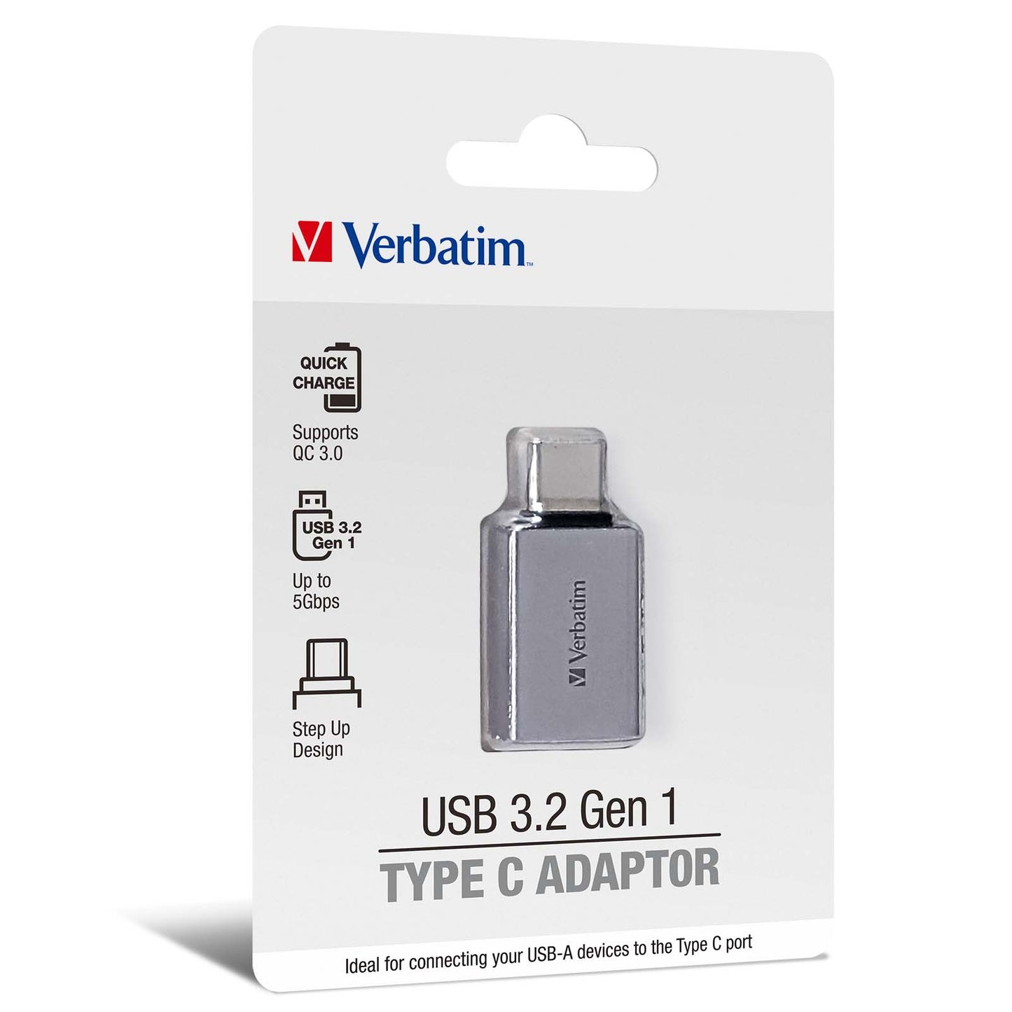 Verbatim USB 3.2 Gen 1 Type C Adaptor 66885 in packaging, ideal for corporate gift use.