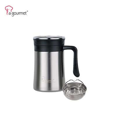 La Gourmet Classic 0.5L Thermal Mug With Strainer and strainer side view, ideal for corporate gift.