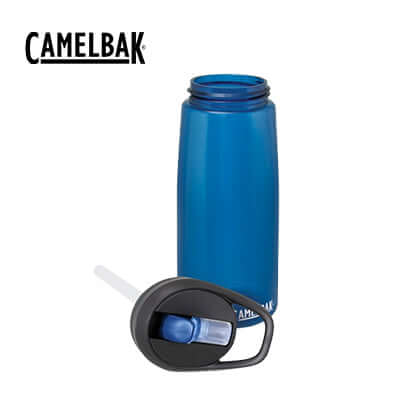 Camelbak Eddy+ Bottle 750ml with a blue design and a secure lid for hydration on the go.