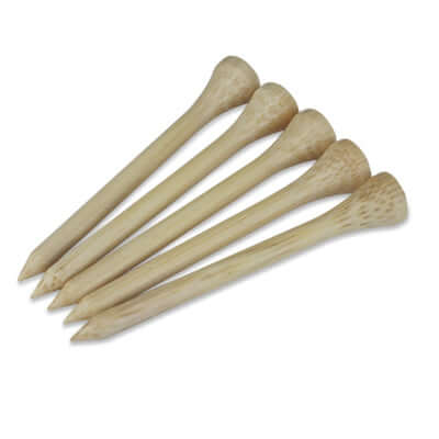 Five durable bamboo tees included with Fairway Golf Tee Holder for optimal performance on the golf course.