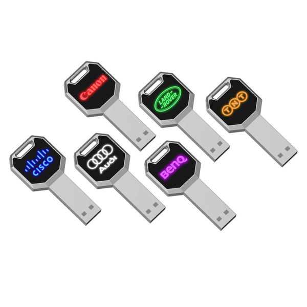 Key Shaped USB Flash Drive with LED Logo - AbrandZ - AbrandZ