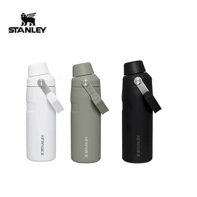 STANLEY The IceFlow™ Aerolight Fast Flow Water Bottle 16oz in white, green, and black colors