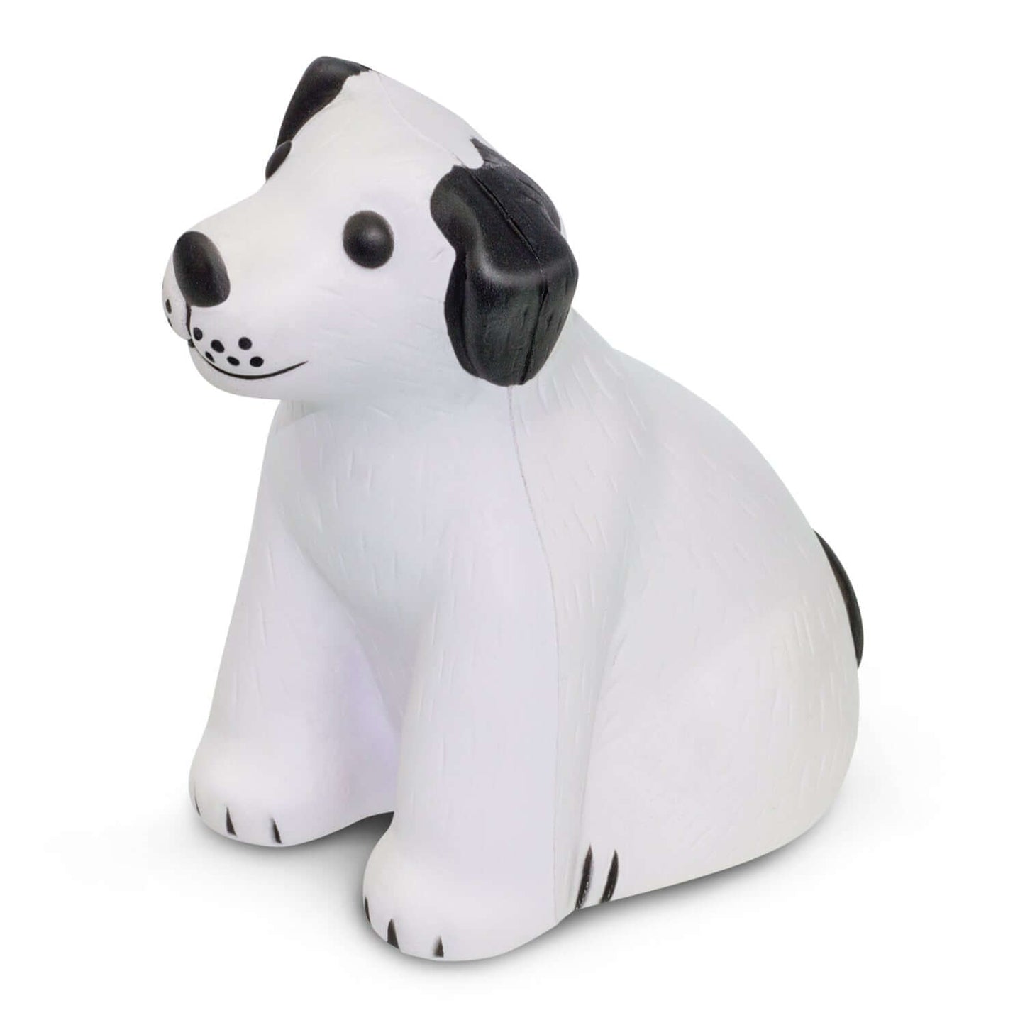 Stress Dog squeezable stress reliever in black and white, perfect as a corporate gift for tension relief.