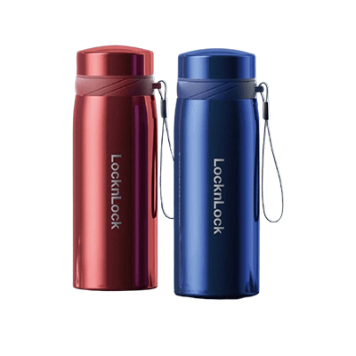 LocknLock Jumbo Insulated Flask in red and blue, perfect for keeping beverages hot or cold.