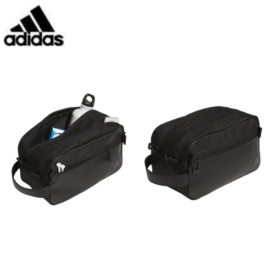 Adidas Pouch featuring a sleek design, two zip compartments, and a sturdy handle, perfect for everyday use.
