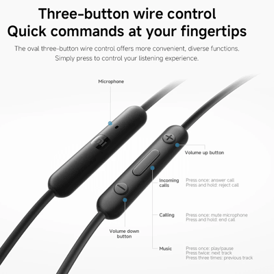 Xiaomi Type-C Earphones three-button wire control for volume and call management