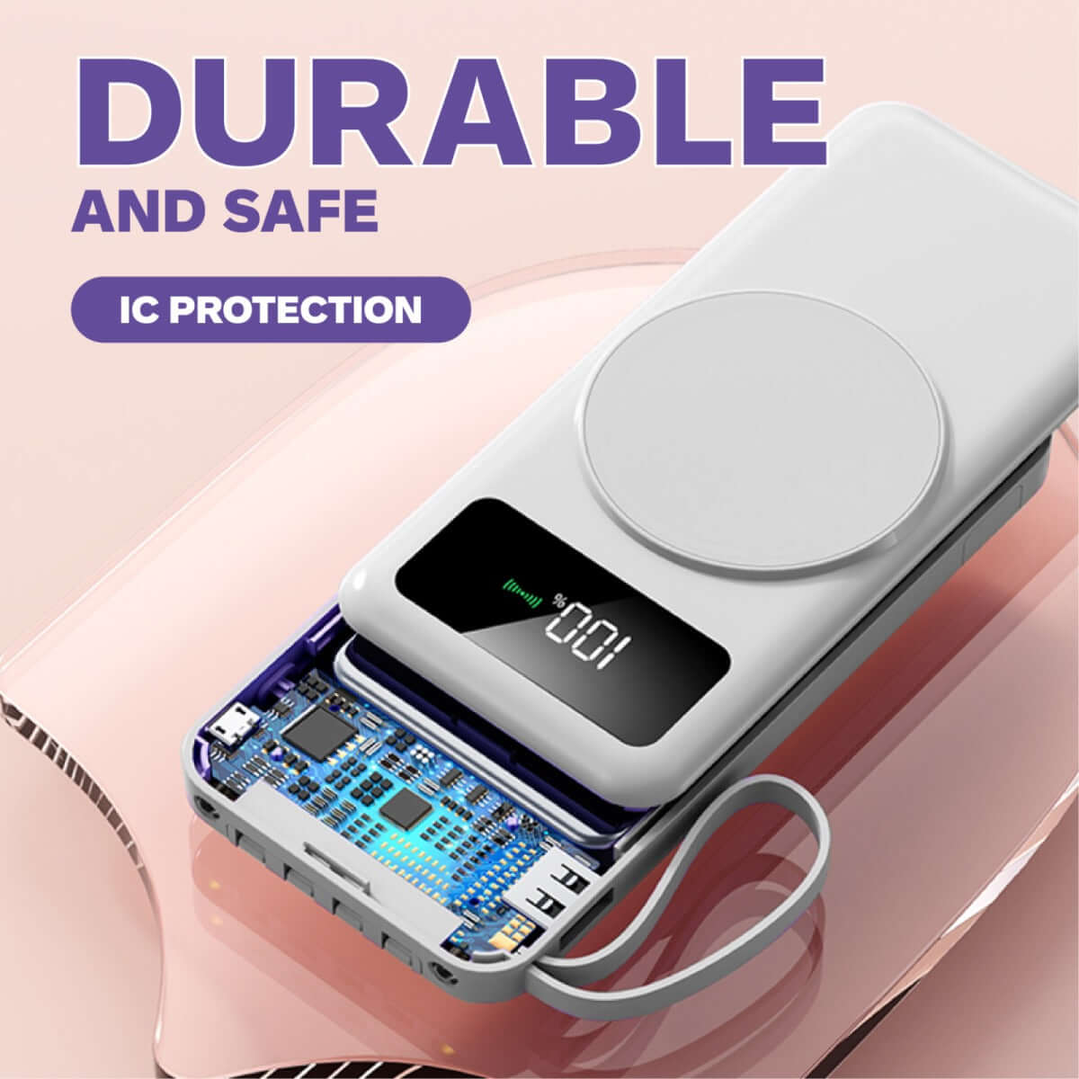 Wireless Powerbank with Detachable Cable and built in Phone Stand Corporate Gifts Singapore