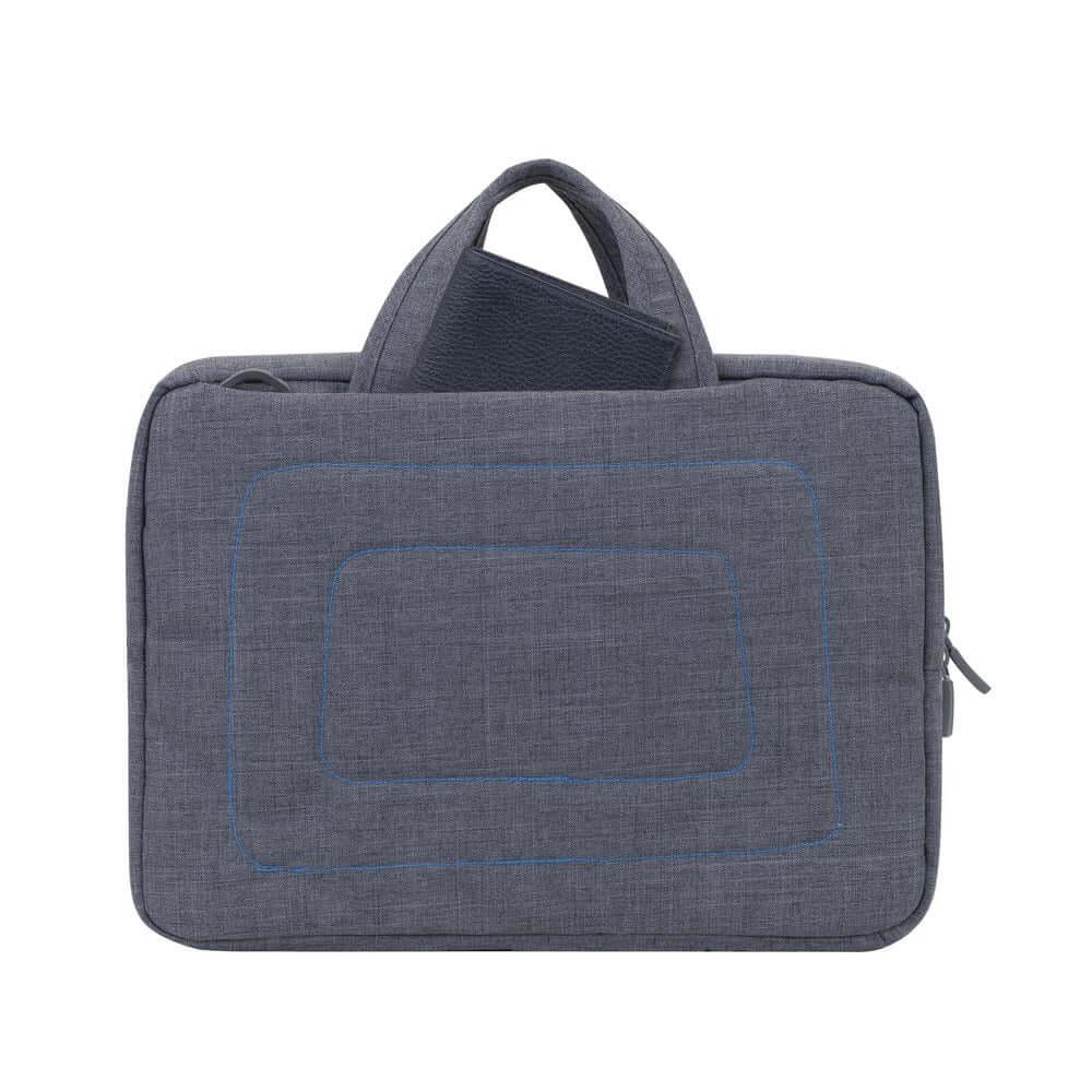 Rivacase Alpendorf Canvas Laptop Bag with handles, designed for corporate gifts and featuring a sleek gray design.