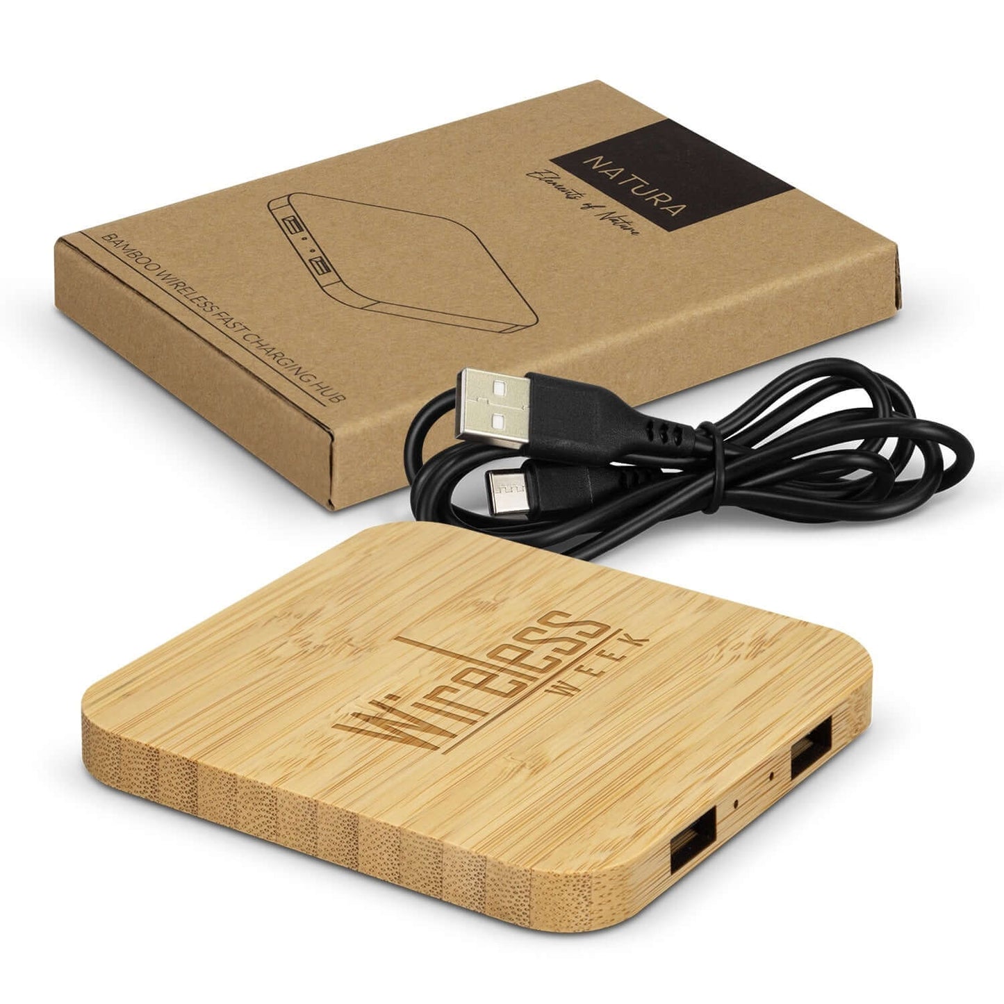 NATURA Bamboo Wireless Fast Charging Hub Corporate Gifts Singapore