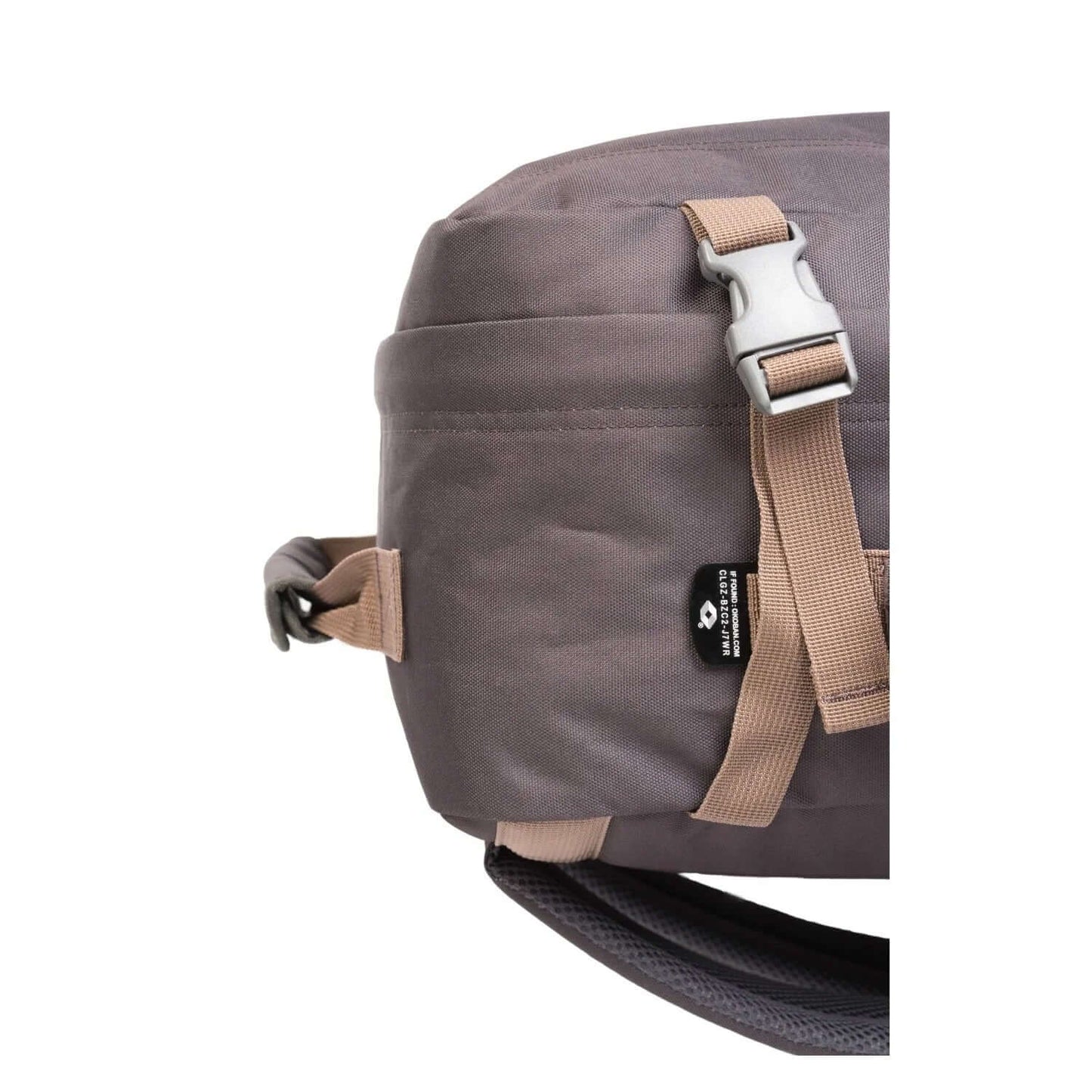 Cabinzero Classic Ultra Light Cabin Bag With Luggage Trackers 36L side view showing strap and brand label