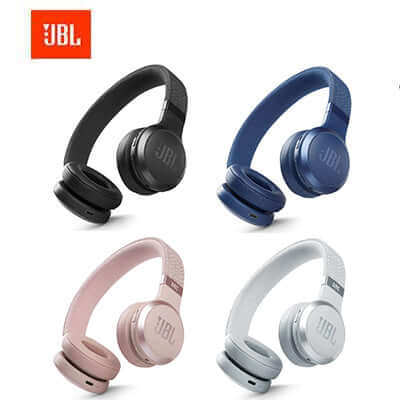 JBL Live 680NC Wireless on-ear Headphones available in black, blue, pink, and white colors.