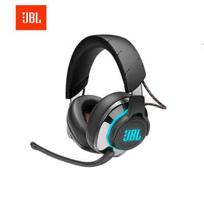 JBL Quantum 810 Wireless Gaming Headset in black, featuring noise-cancellation and surround sound, perfect for gaming.