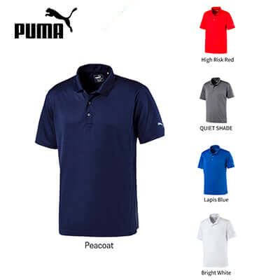 Puma Icon Polo Shirt in Peacoat color with options in High Risk Red, Quiet Shade, Lapis Blue, and Bright White.
