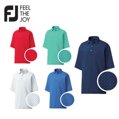 Footjoy Diamond Print Lisle Polo T-Shirt in various colors with circular print patterns, ideal for corporate gifts.